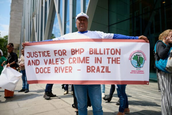 justice for BHP and Vale's crime in the doce river protest